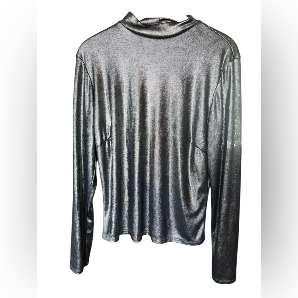 Forever 21 Metallic Silver Turtleneck semi-sheer size 3x